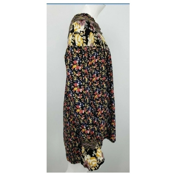 Free People Mini Dress Floral Rayon Bell Sleeves - Picture 3 of 5